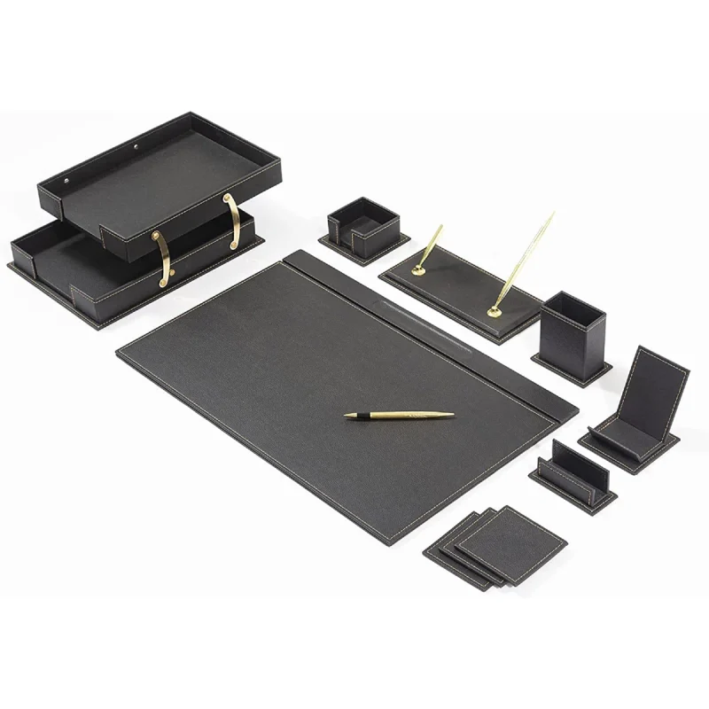 Faux Leather Desk Organizer Set
